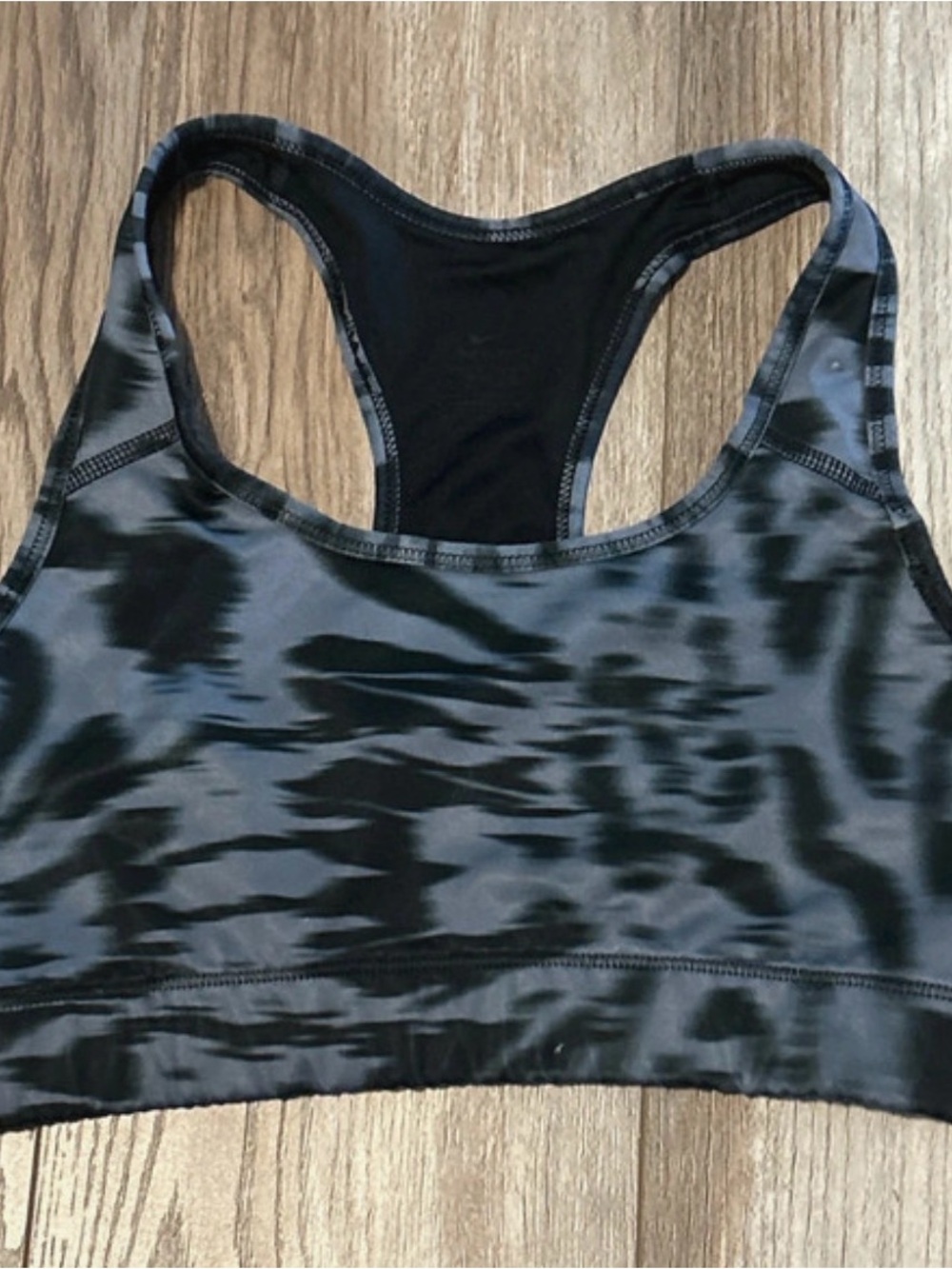 Nike Black & Charcoal Tie-Dye Racerback Sports Bra